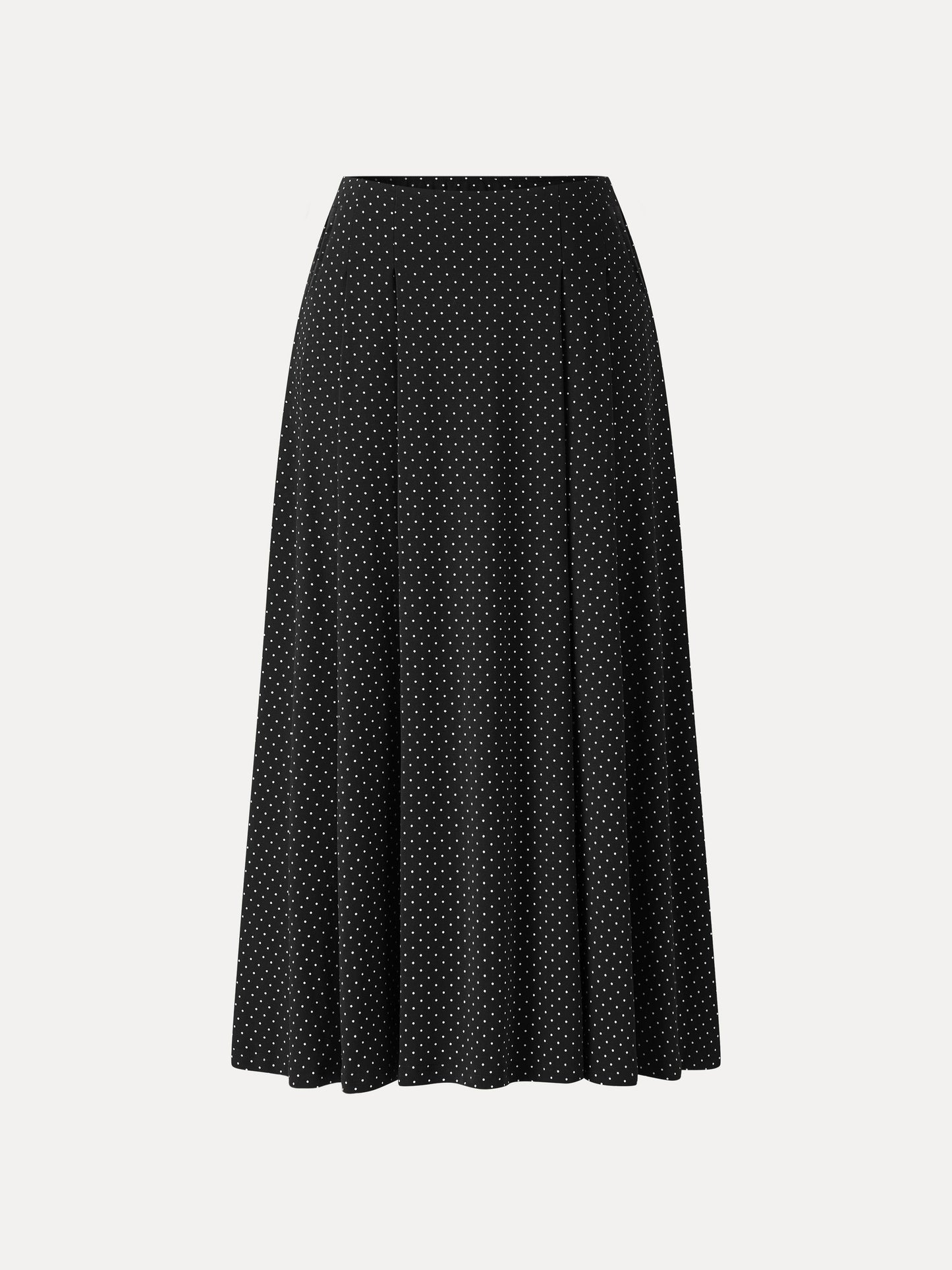 Stretch Baumwolle Polka Dot A-Linie Flare Midi Rock mit Taschen