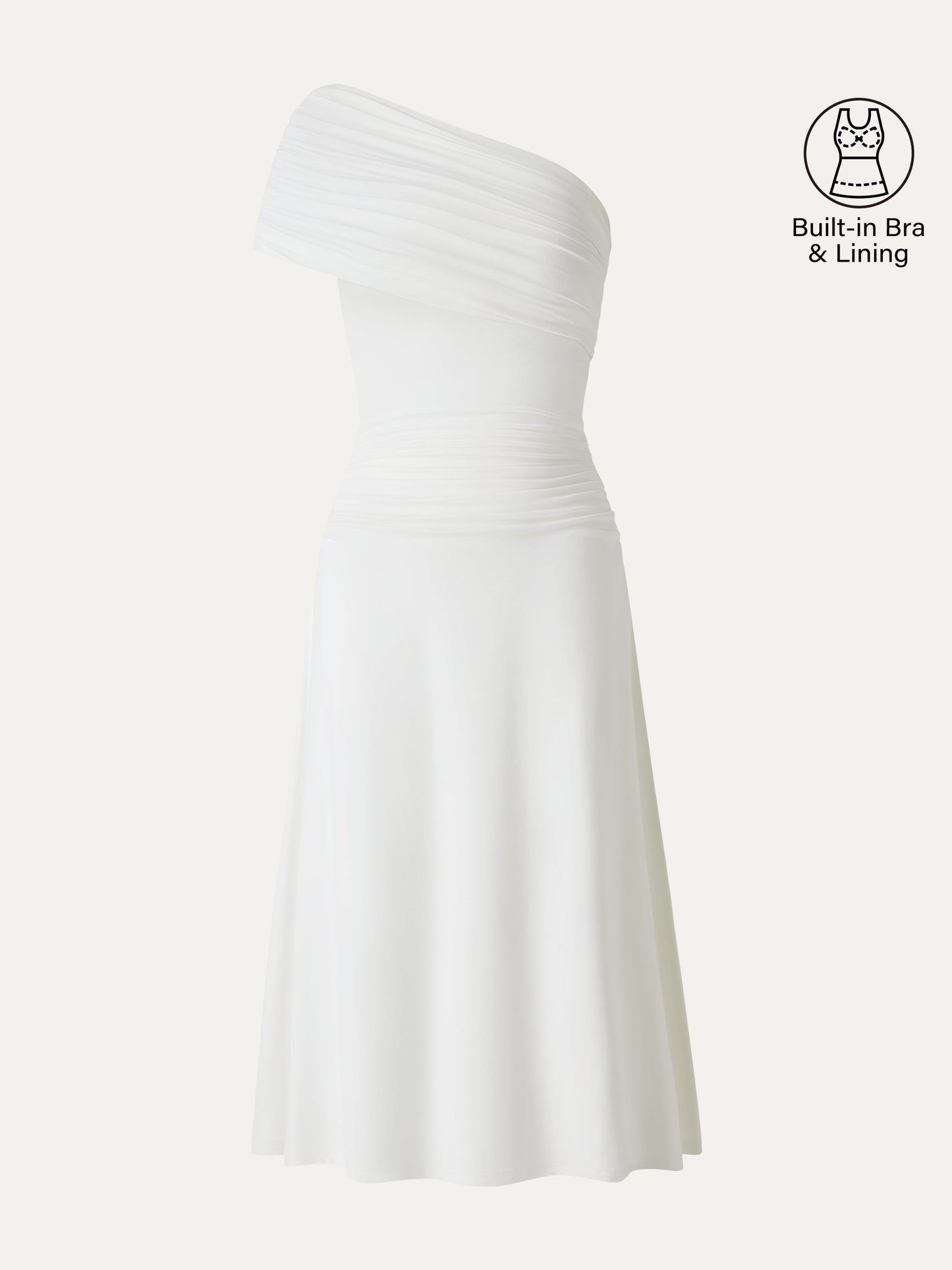 Nicht-Durchsichtiger Ein-Schulter Raffung Midi-Bra-Kleid