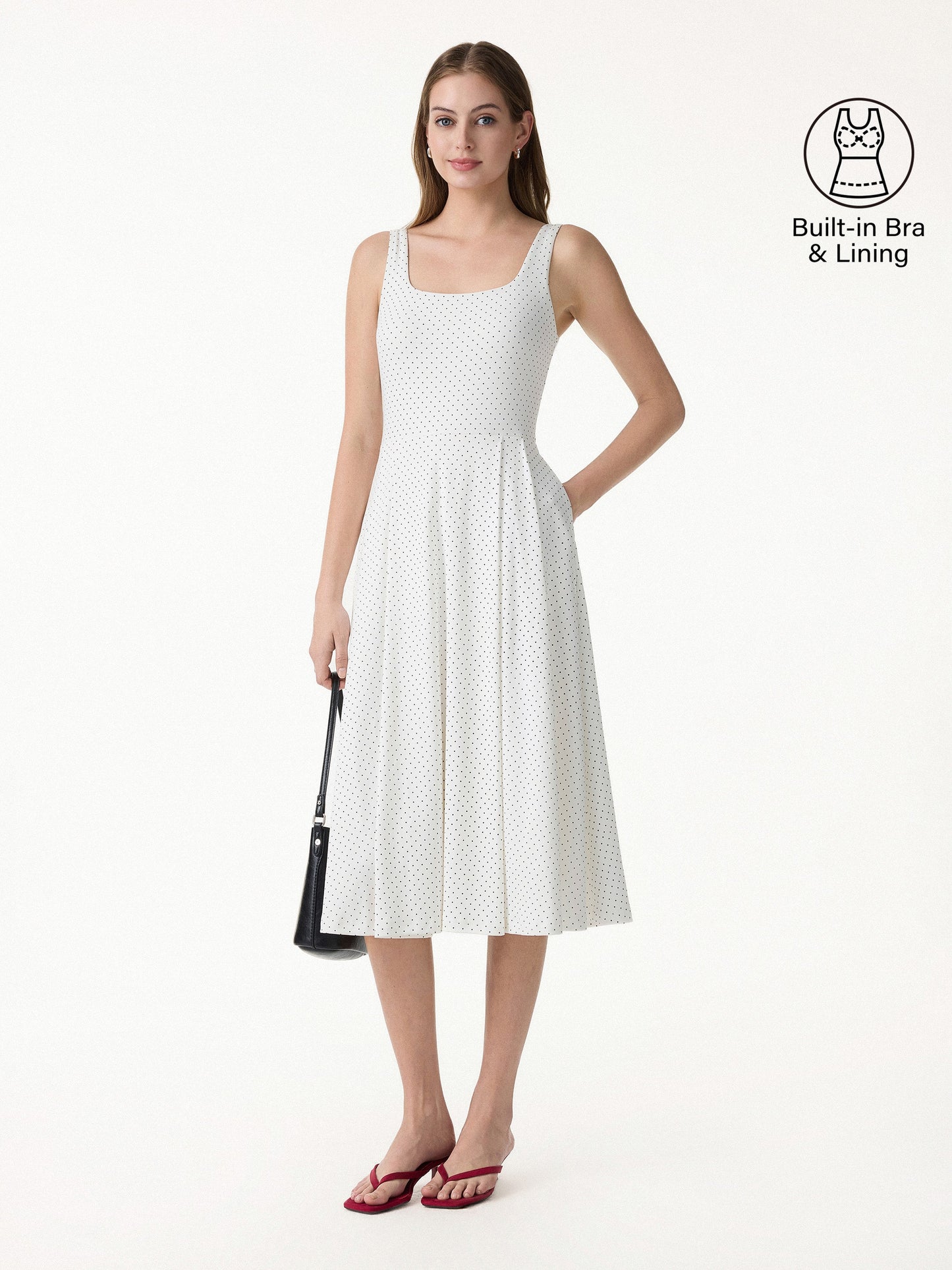 Damen Midi-Bra-Kleid aus Stretch-Baumwolle mit Taschen