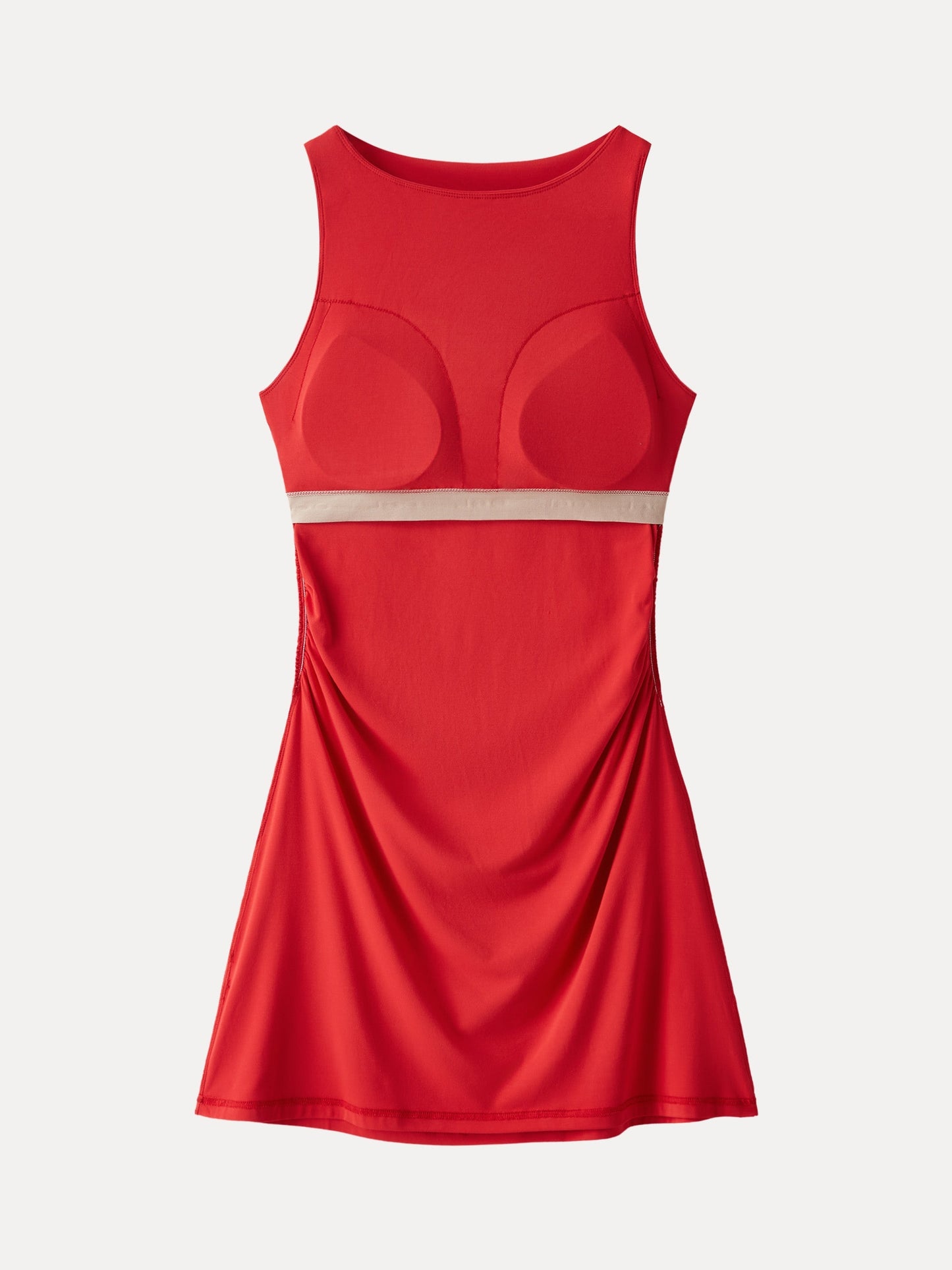 Damen Bootsausschnitt Raffung A-Linie Mini-Bra-Kleid