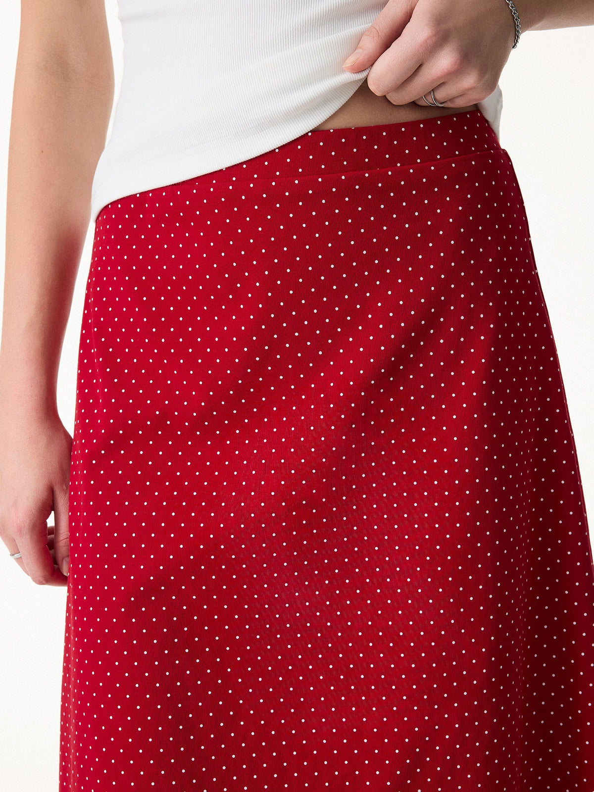 Stretch Baumwolle Polka Dot A-Linie Schlagrock