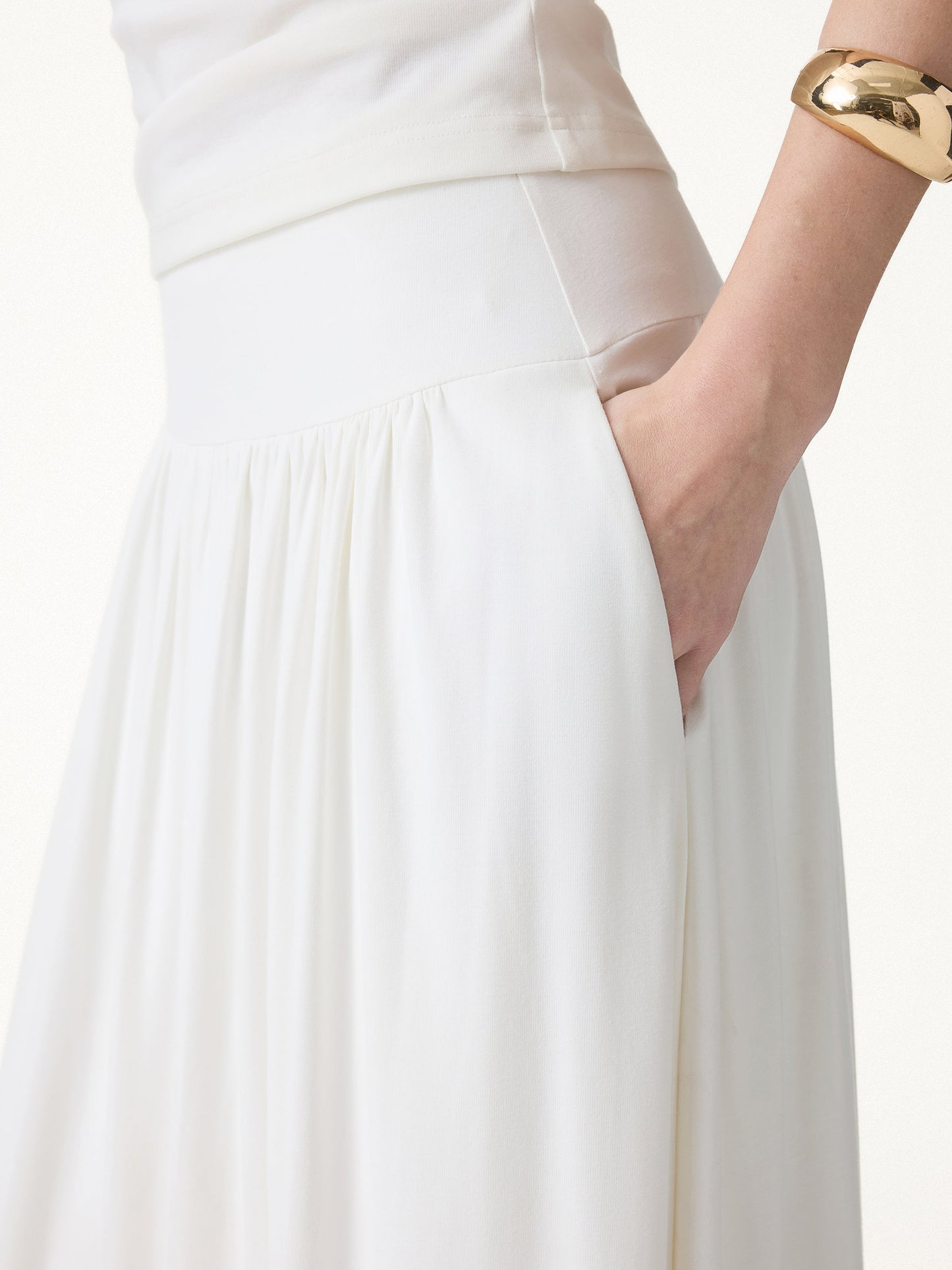 SkinKiss Mid Rise Gathered Midi Rock mit Taschen