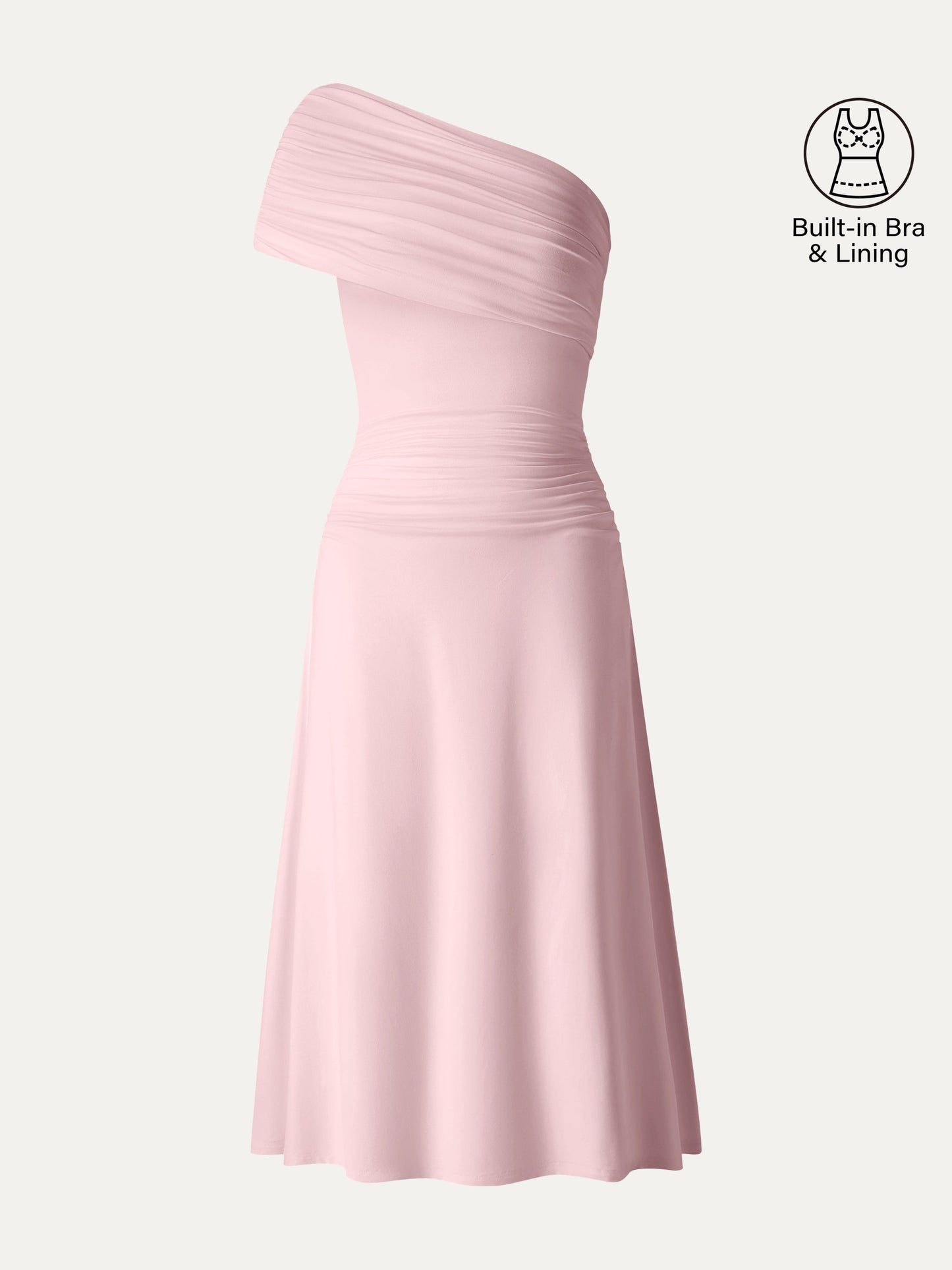 Nicht-Durchsichtiger Ein-Schulter Raffung Midi-Bra-Kleid