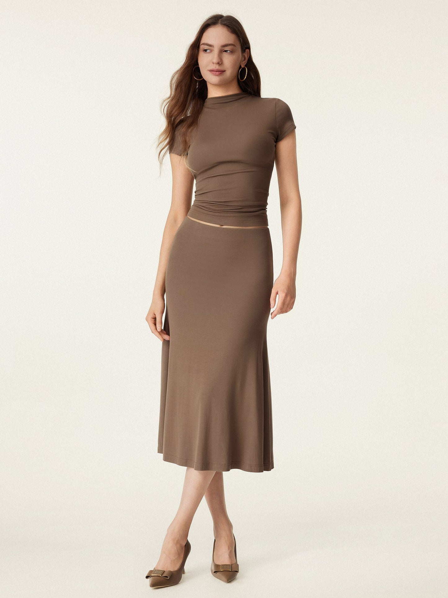 Breezy Pull-On Meerjungfrau Midi-Rock