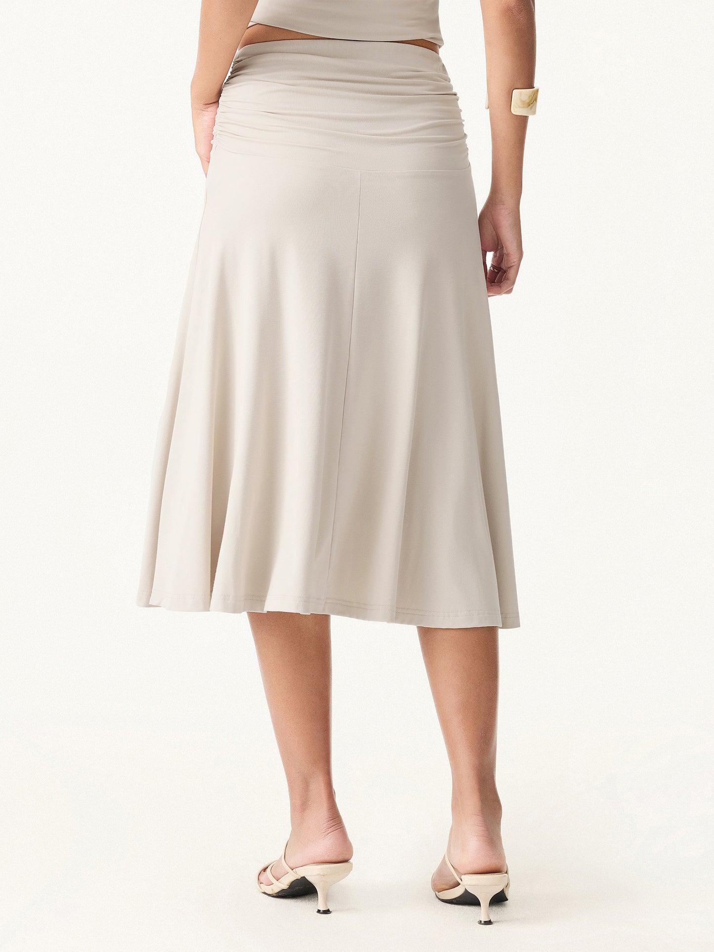 Flowy Side Ruched A-Linie Midi-Rock