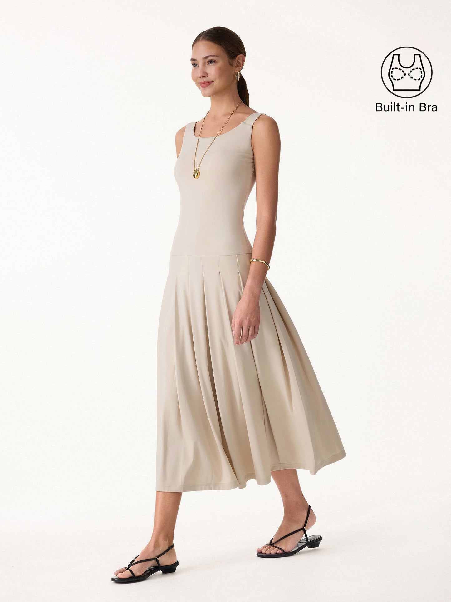 CoolTouch Multi-Wear Falten-Midi-Bra-Kleid