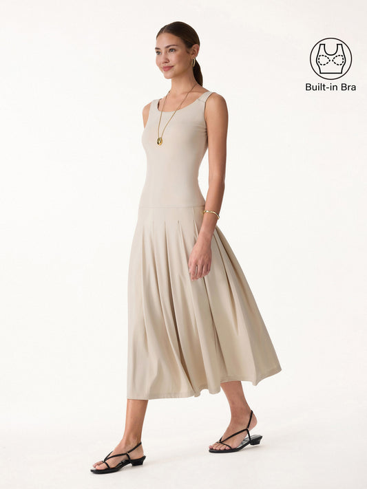 CoolTouch Multi-Wear Falten-Midi-Bra-Kleid