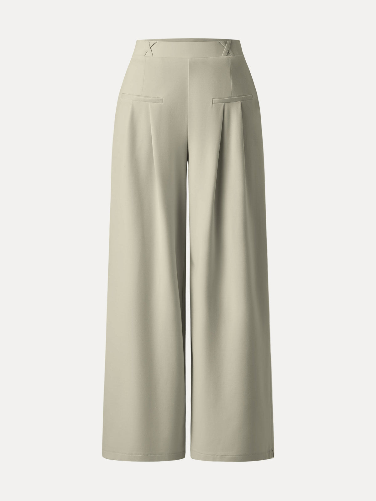 Drapey Bamboo Ponte Mid Rise Wide Leg Hose mit Taschen