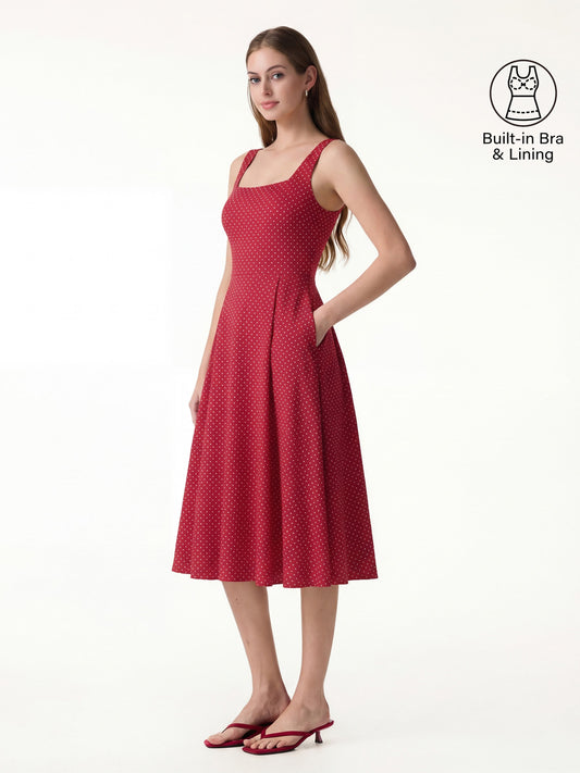 Damen Midi-Bra-Kleid aus Stretch-Baumwolle mit Taschen