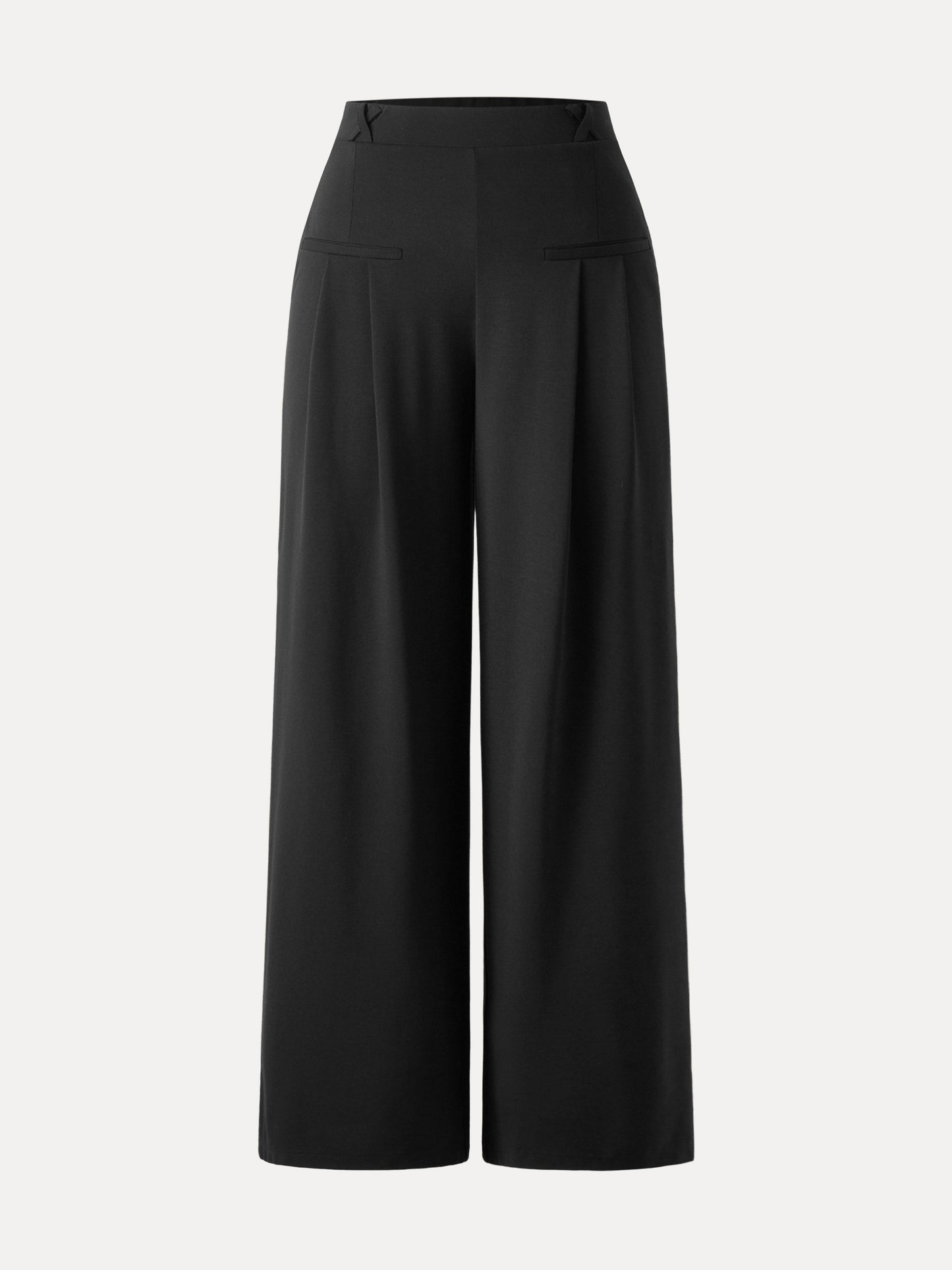 Drapey Bamboo Ponte Mid Rise Wide Leg Hose mit Taschen