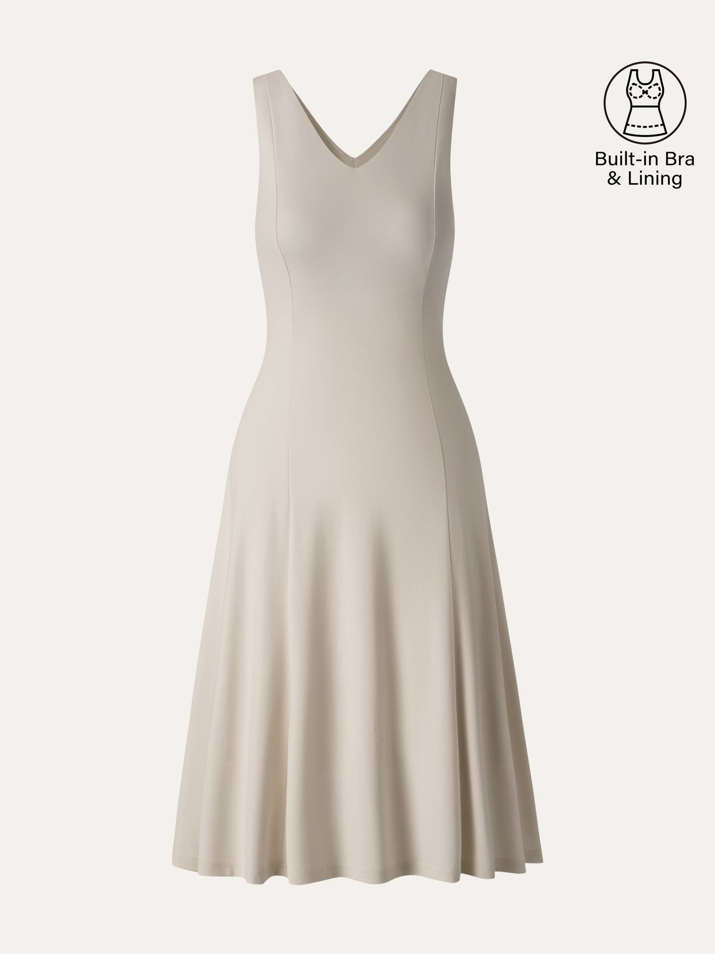 Stretch Ponte V-Ausschnitt A-Linie Midi BH-Kleid
