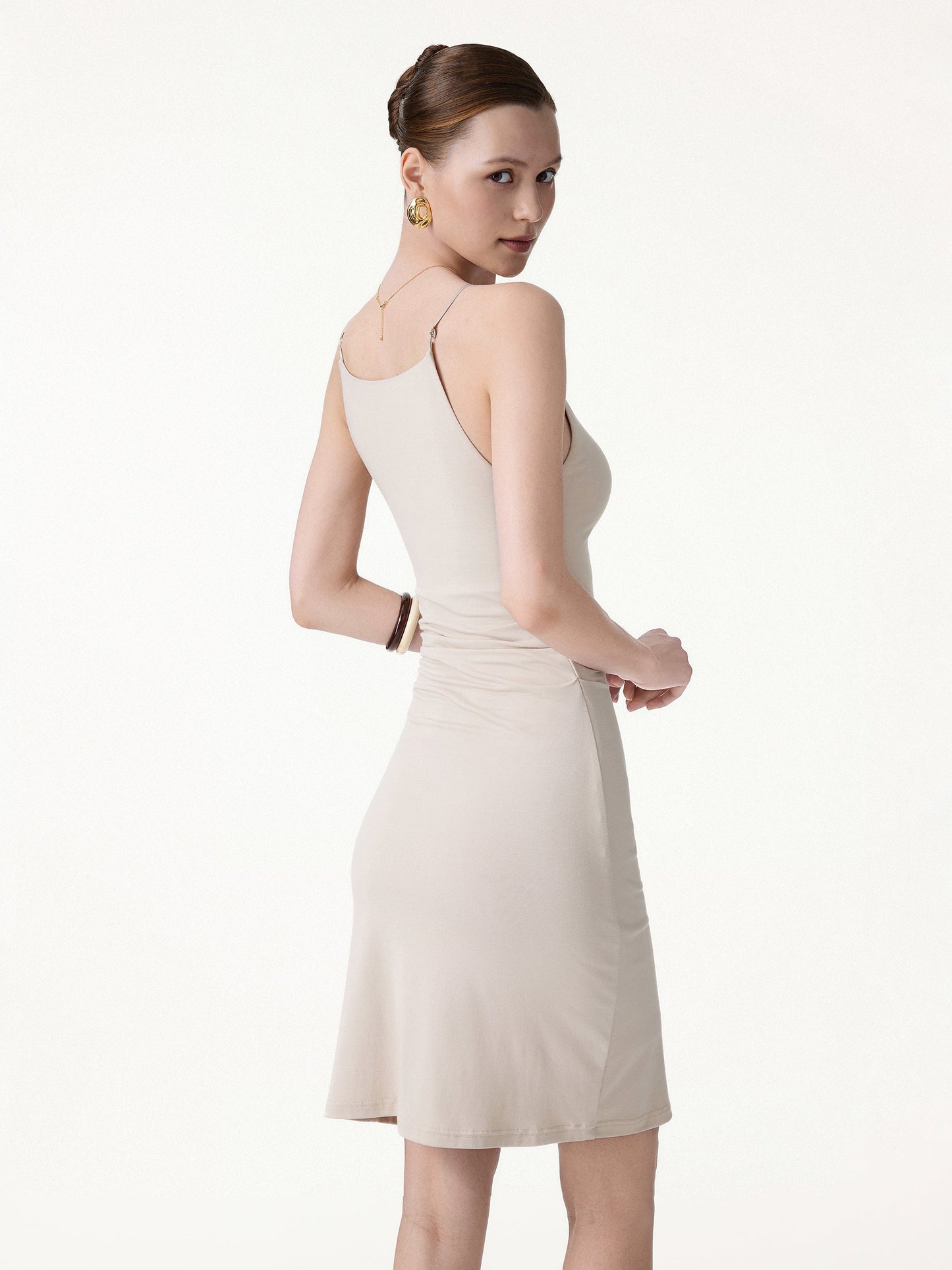Damen CoolTouch A-Linie Raffung Mini-Bra Kleid