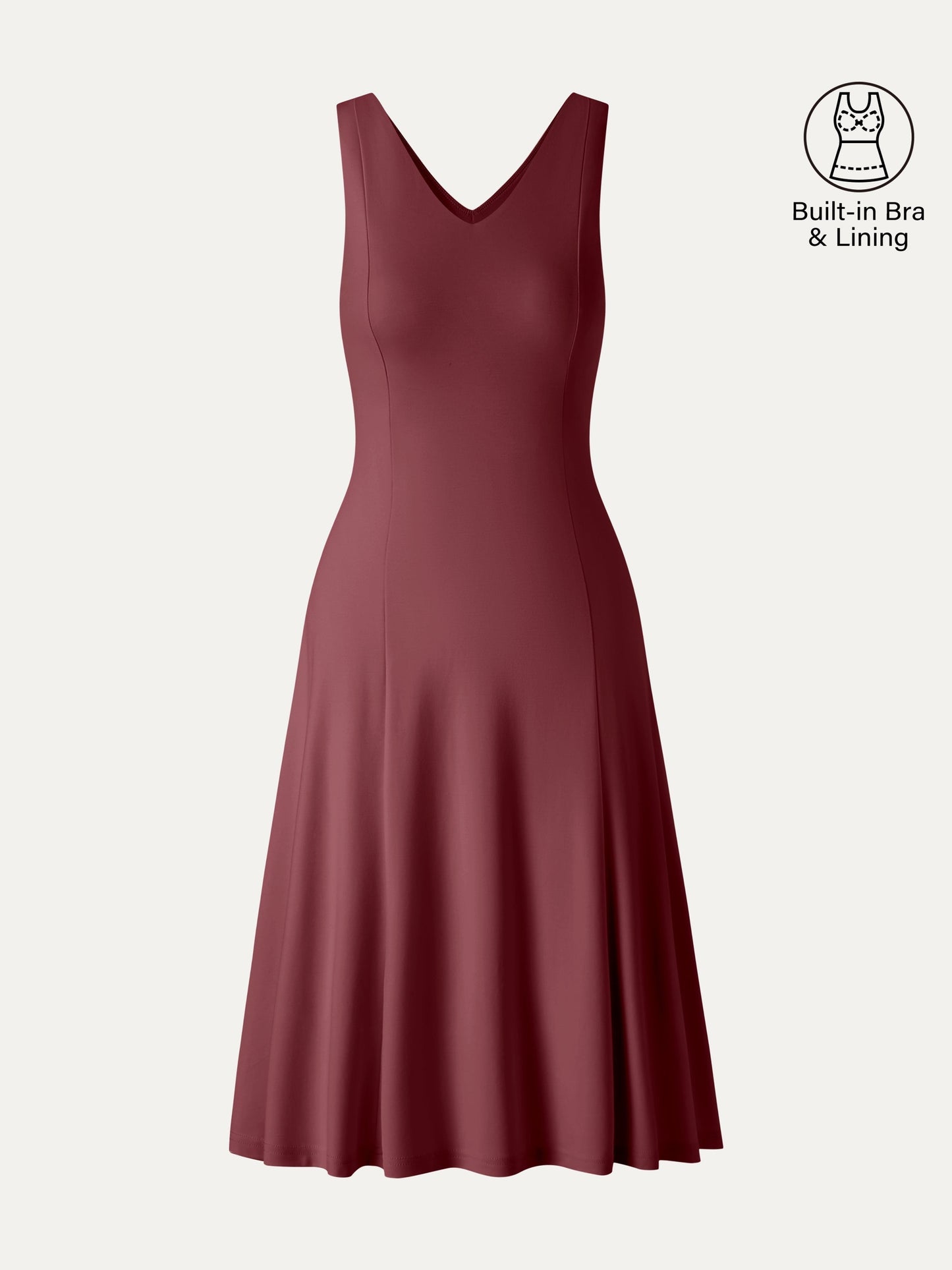 Stretch Ponte V-Ausschnitt A-Linie Midi BH-Kleid