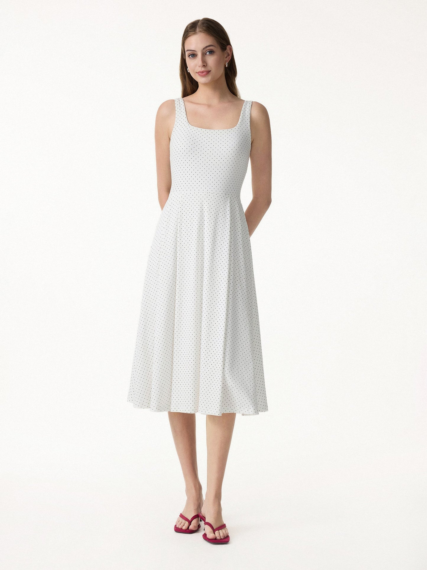 Damen Midi-Bra-Kleid aus Stretch-Baumwolle mit Taschen