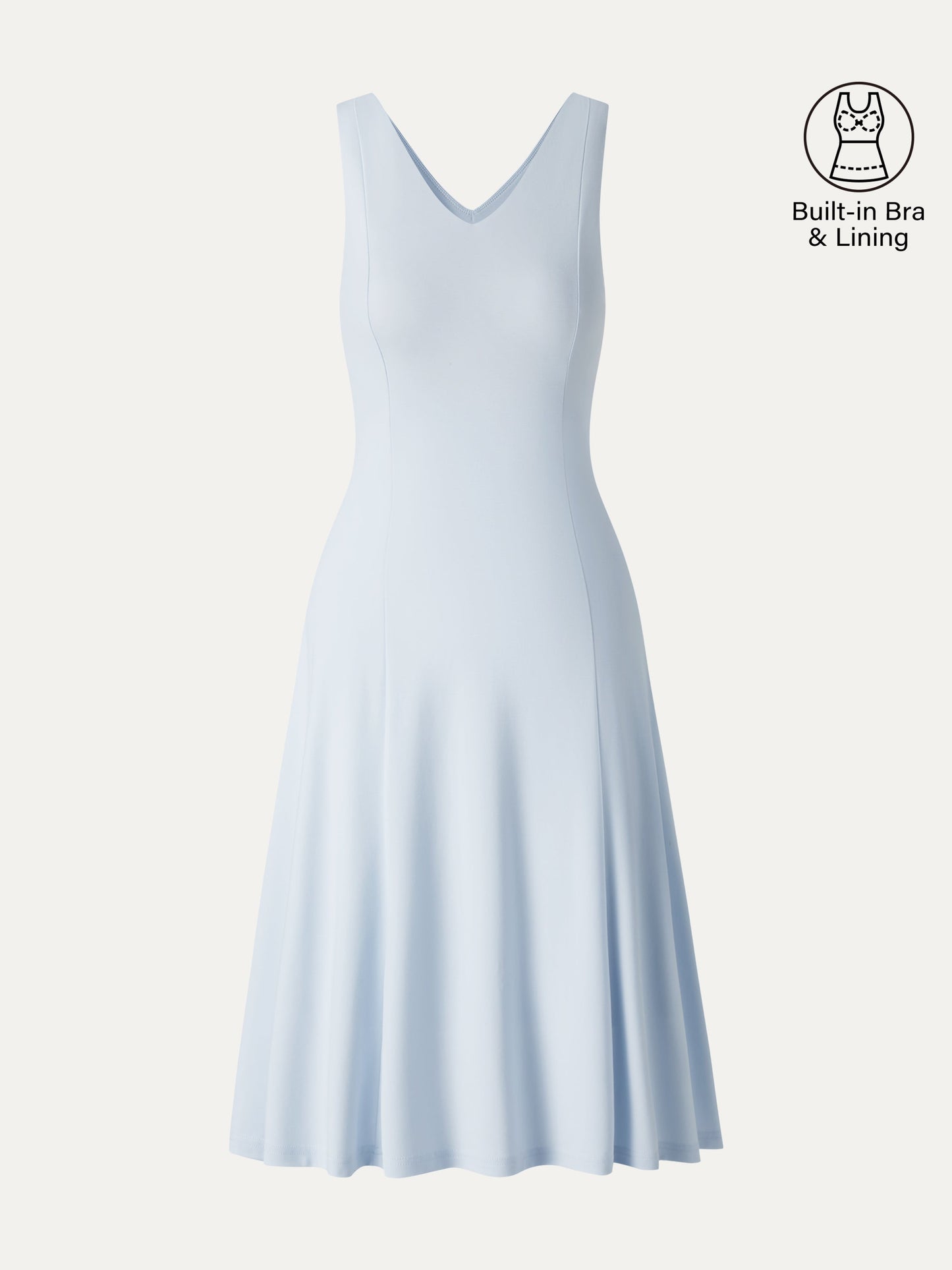 Stretch Ponte V-Ausschnitt A-Linie Midi BH-Kleid