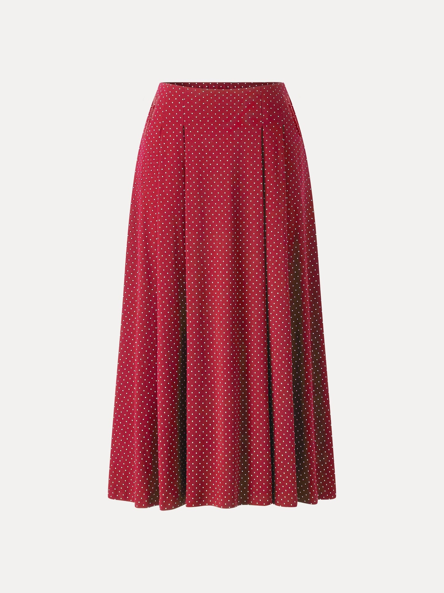 Stretch Baumwolle Polka Dot A-Linie Flare Midi Rock mit Taschen
