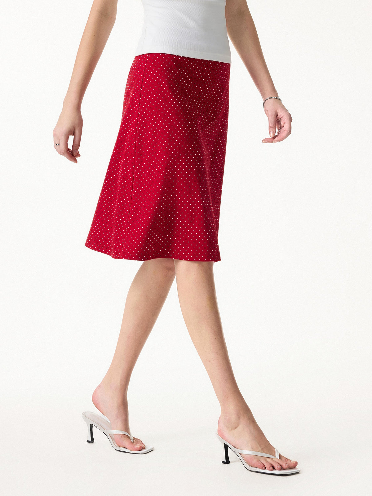 Stretch Baumwolle Polka Dot A-Linie Schlagrock