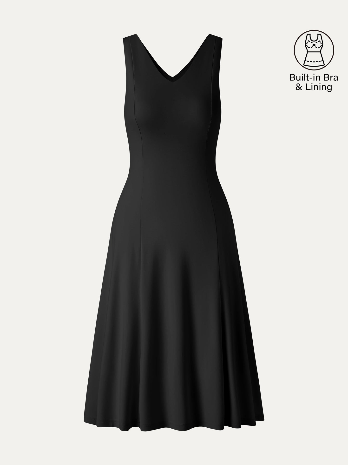 Stretch Ponte V-Ausschnitt A-Linie Midi BH-Kleid