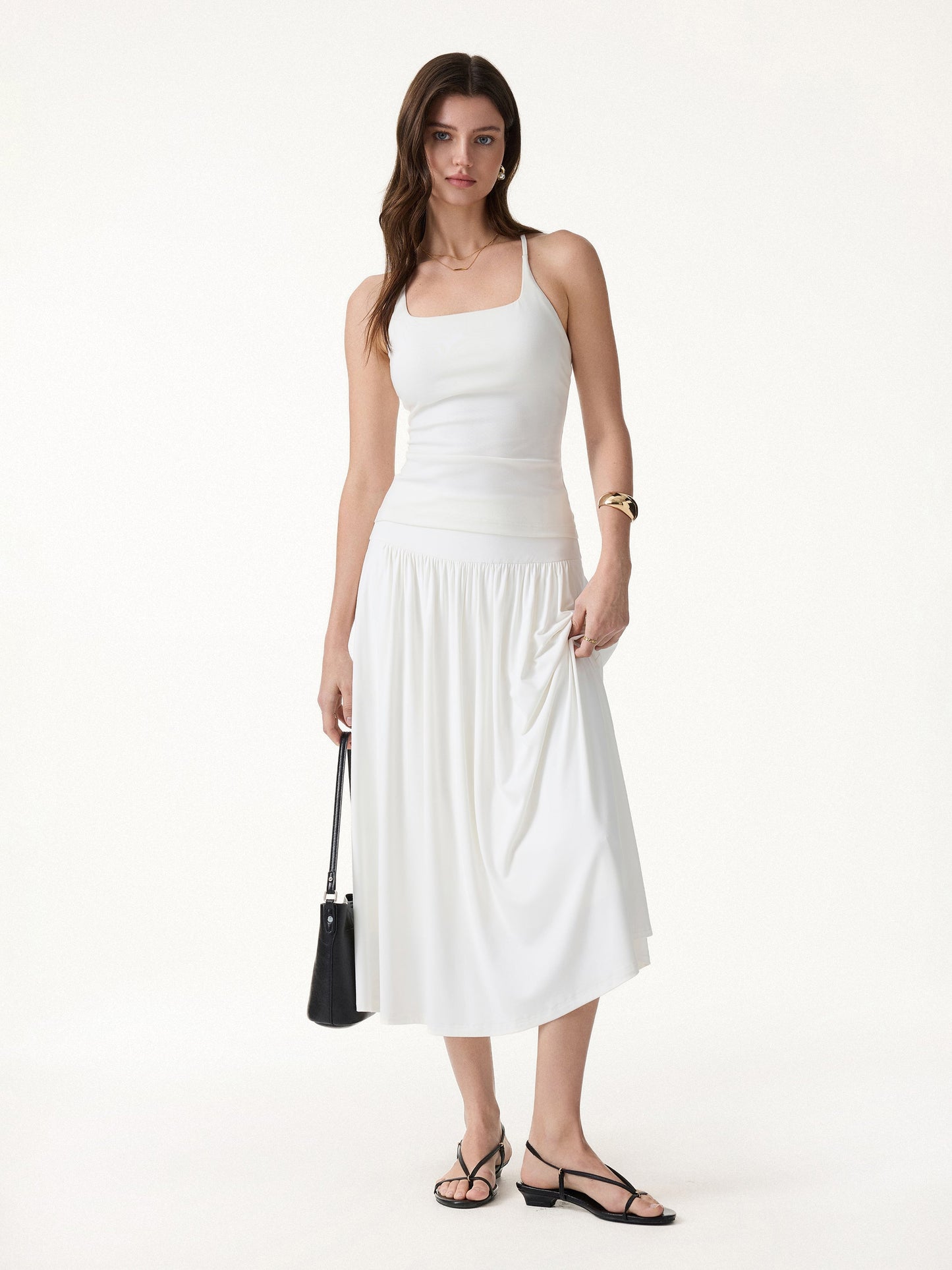 SkinKiss Mid Rise Gathered Midi Rock mit Taschen