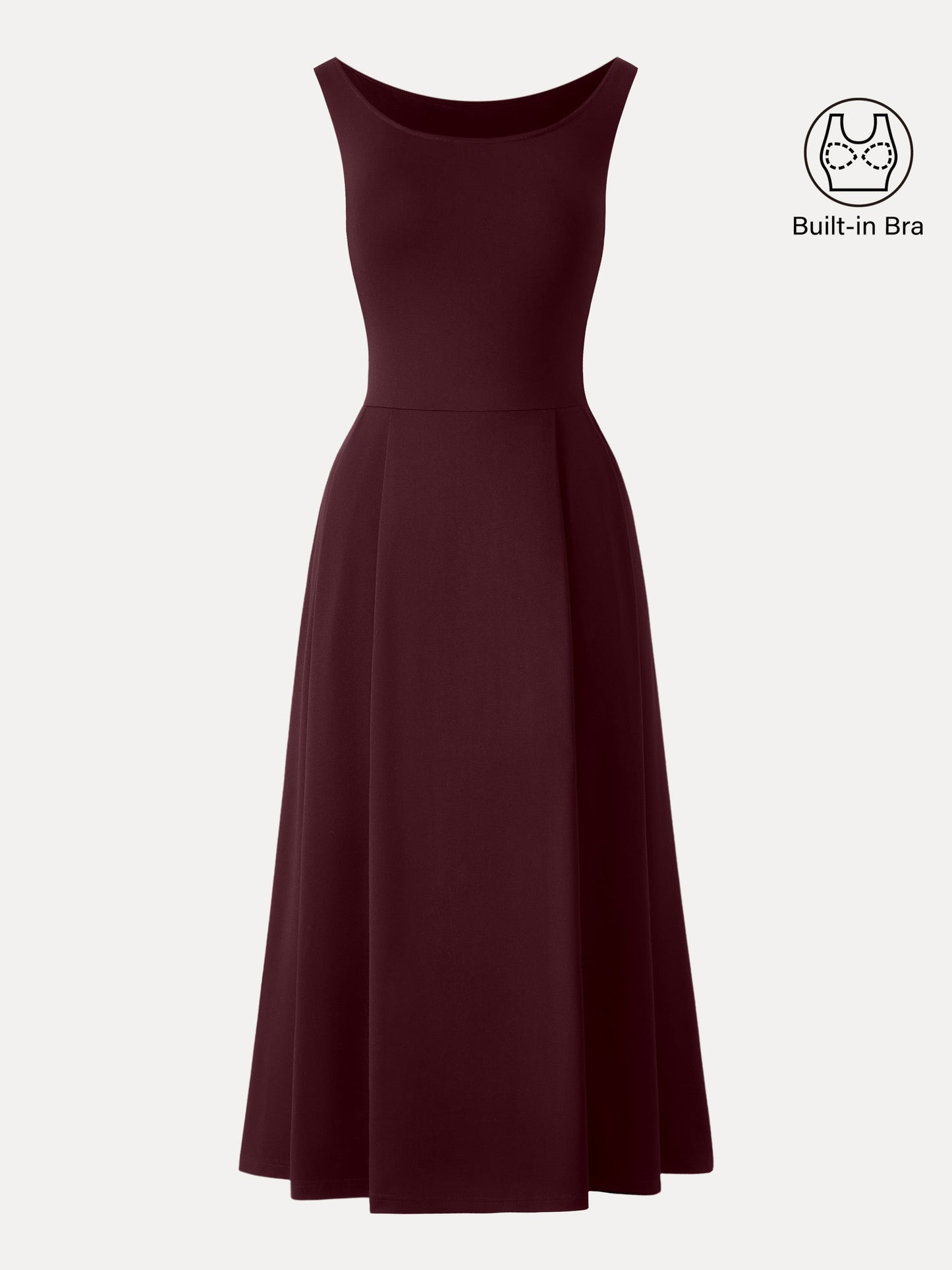 Damen Midi-Bra-Kleid mit Rundhalsausschnitt und Taschen