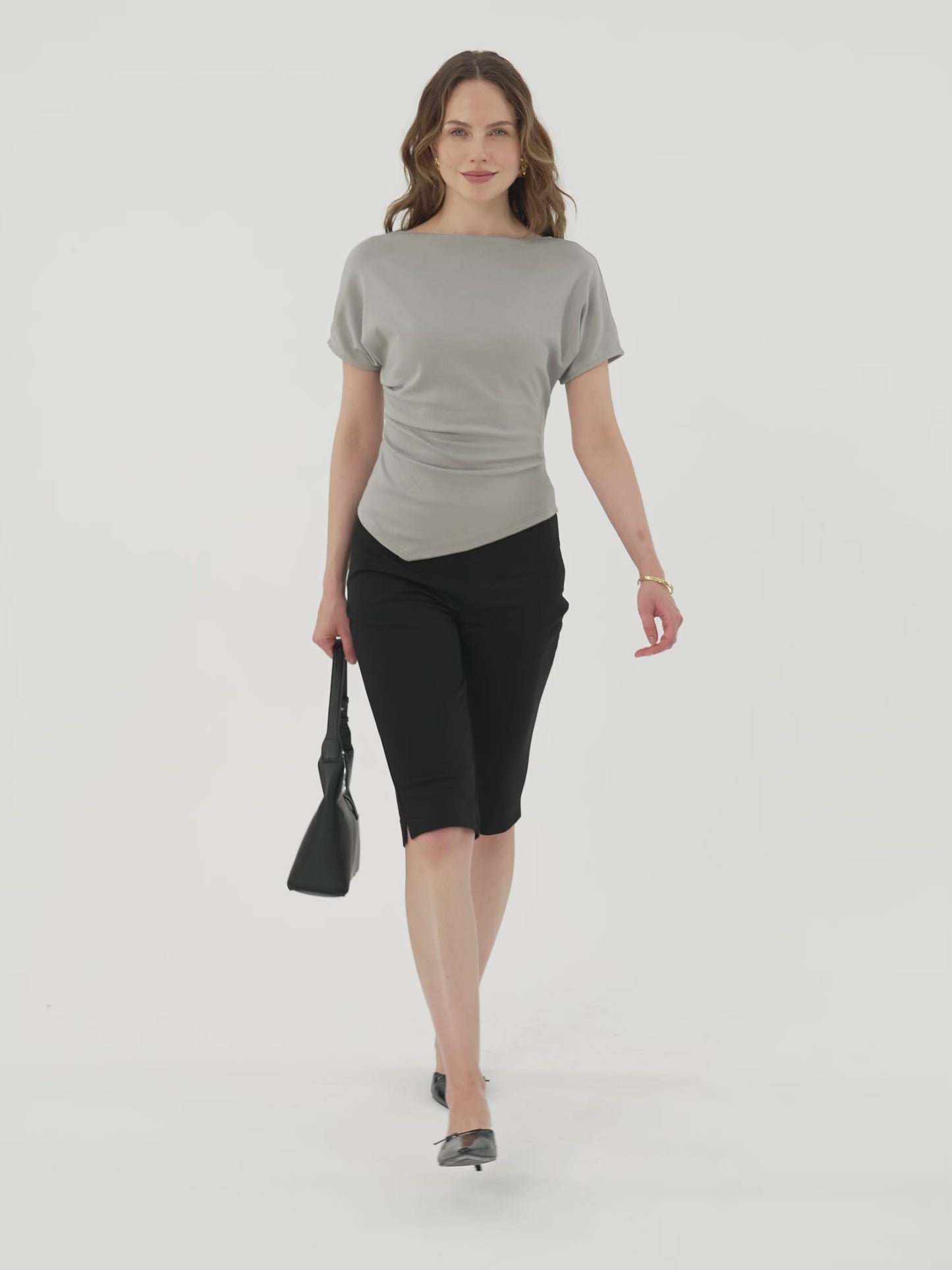 Stretch Ponte Chic Capri-Hose mit Taschen