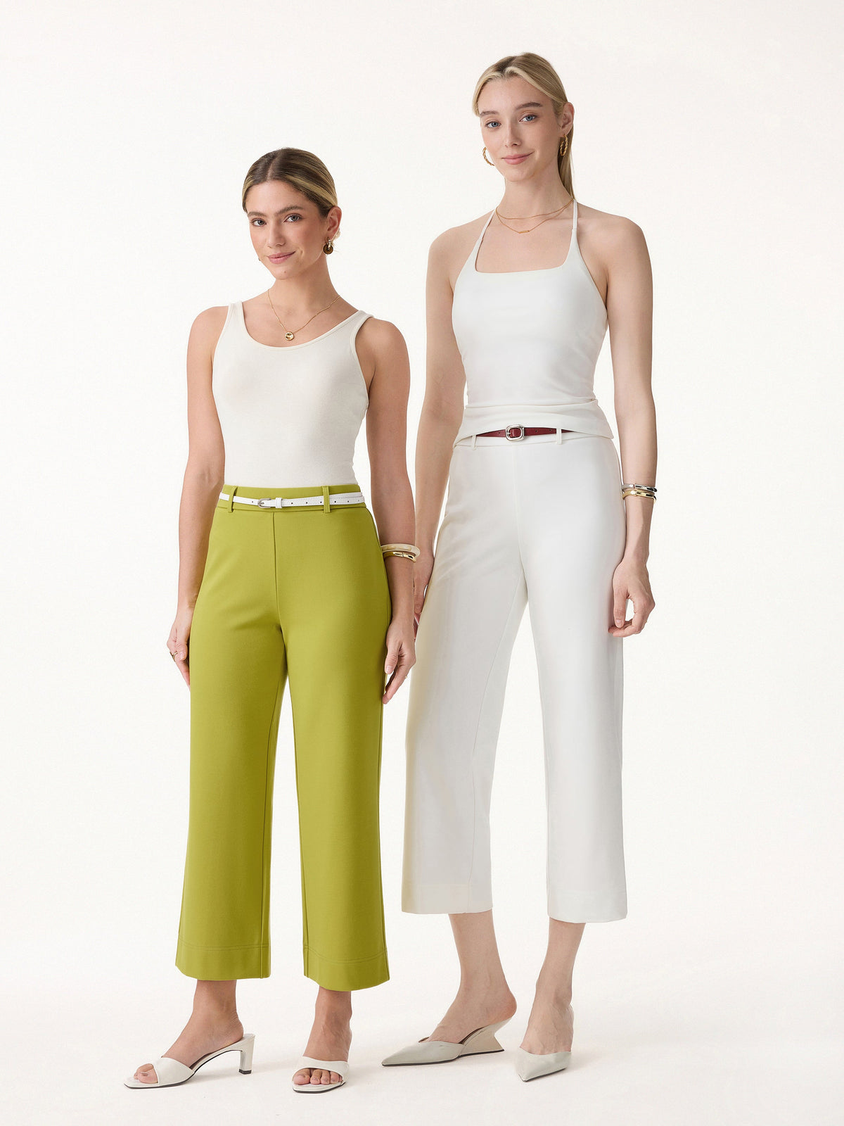 Mid Rise Cropped Wide Leg Pants mit Taschen