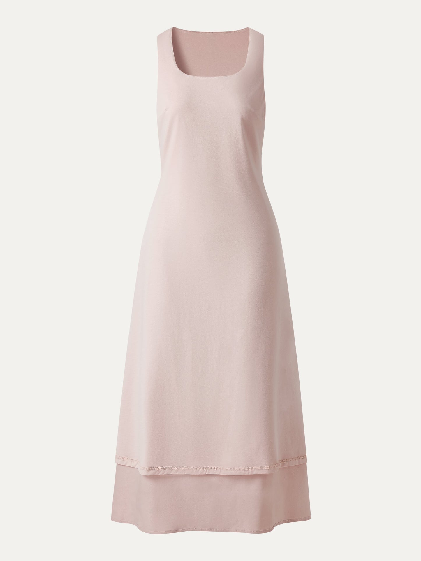 Leinen-Mix U-Ausschnitt Maxi-Kleid mit Taschen
