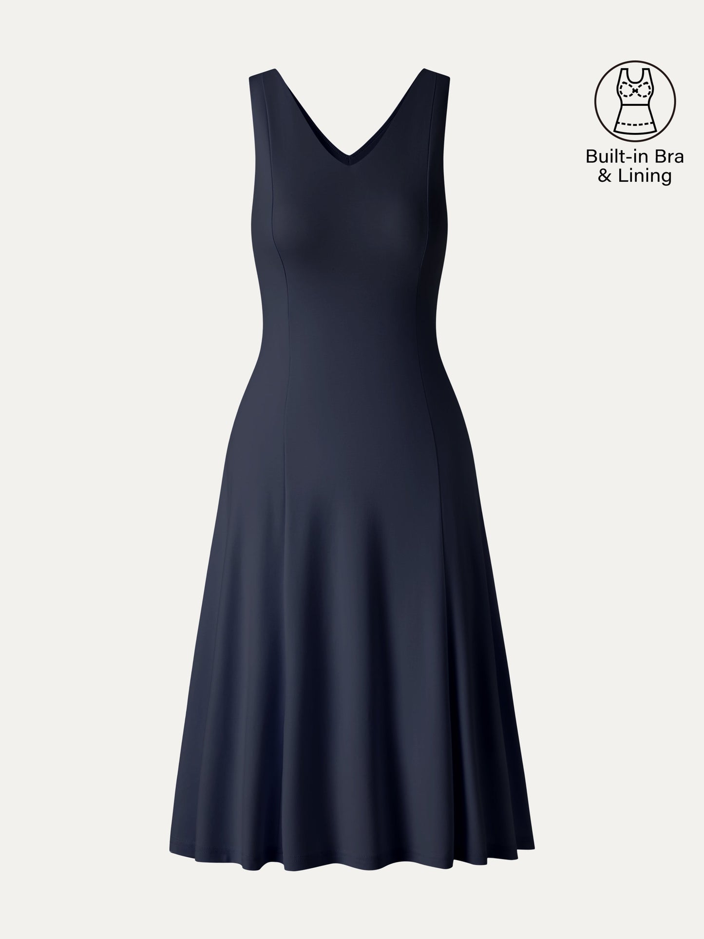Stretch Ponte V-Ausschnitt A-Linie Midi BH-Kleid