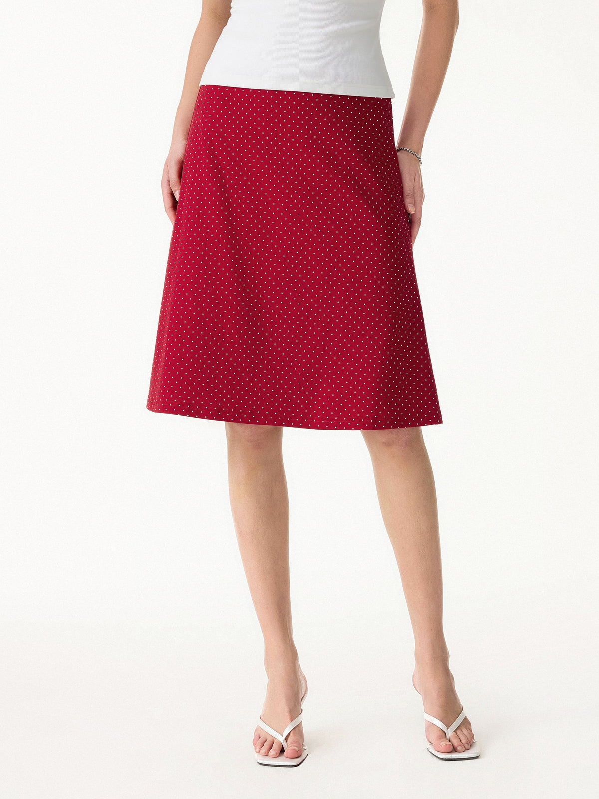 Stretch Baumwolle Polka Dot A-Linie Schlagrock