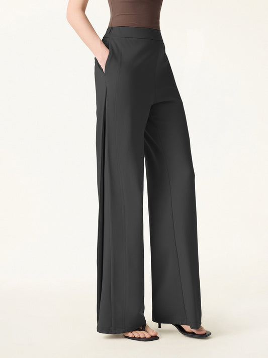 Drapey Mid Rise Wide Leg Pull-on Hose mit Taschen