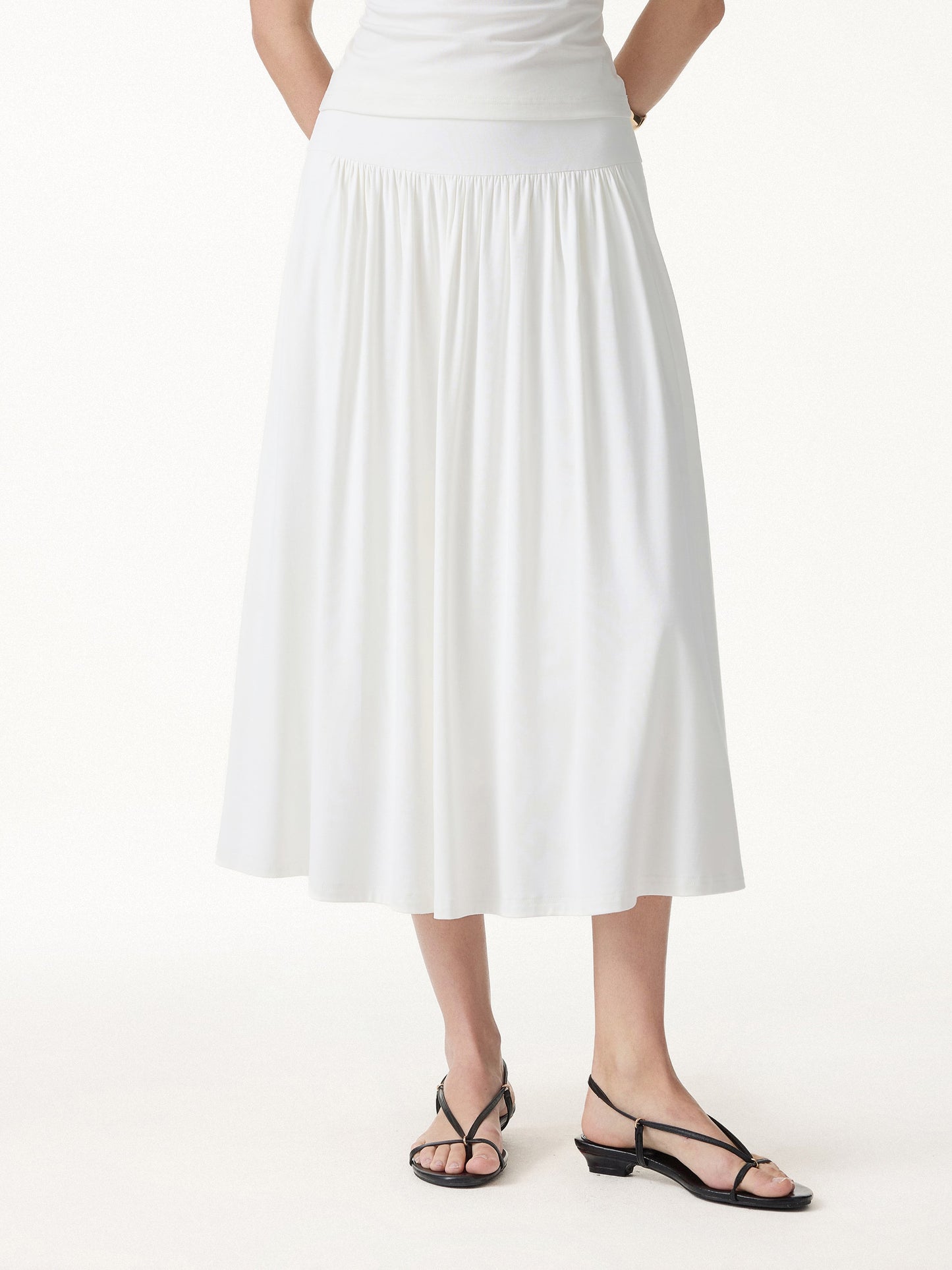 SkinKiss Mid Rise Gathered Midi Rock mit Taschen