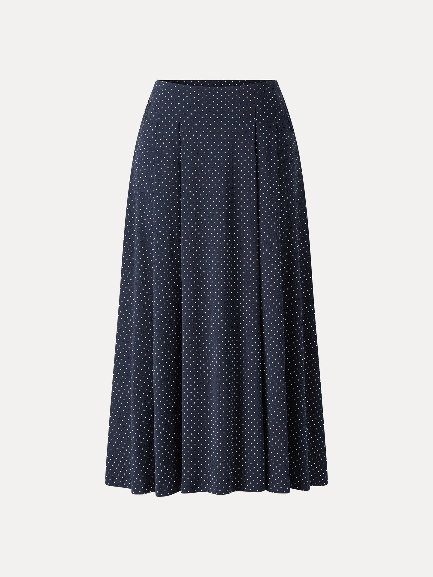 Stretch Baumwolle Polka Dot A-Linie Flare Midi Rock mit Taschen