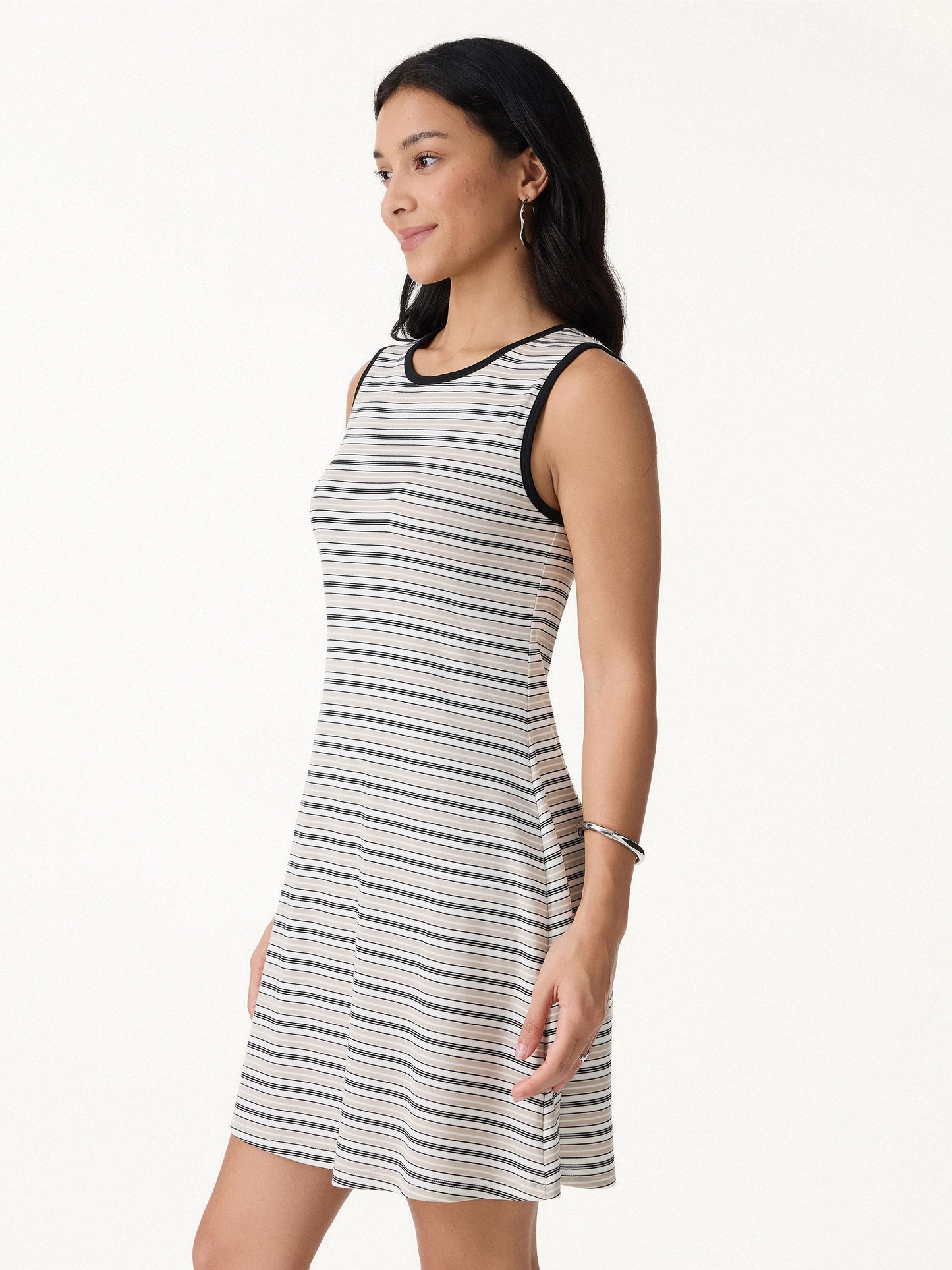 Damen Gestreiftes Einfaches Mini-Bra Kleid