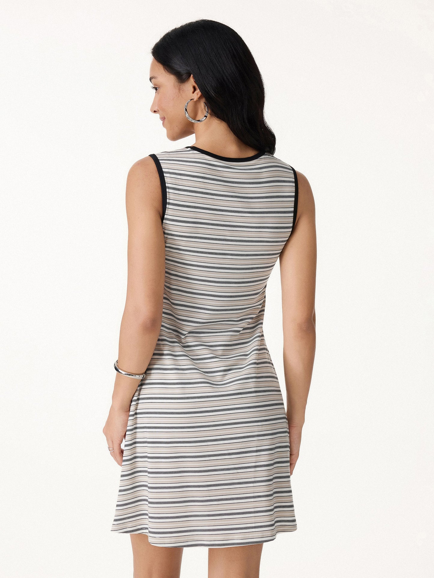 Damen Gestreiftes Einfaches Mini-Bra Kleid