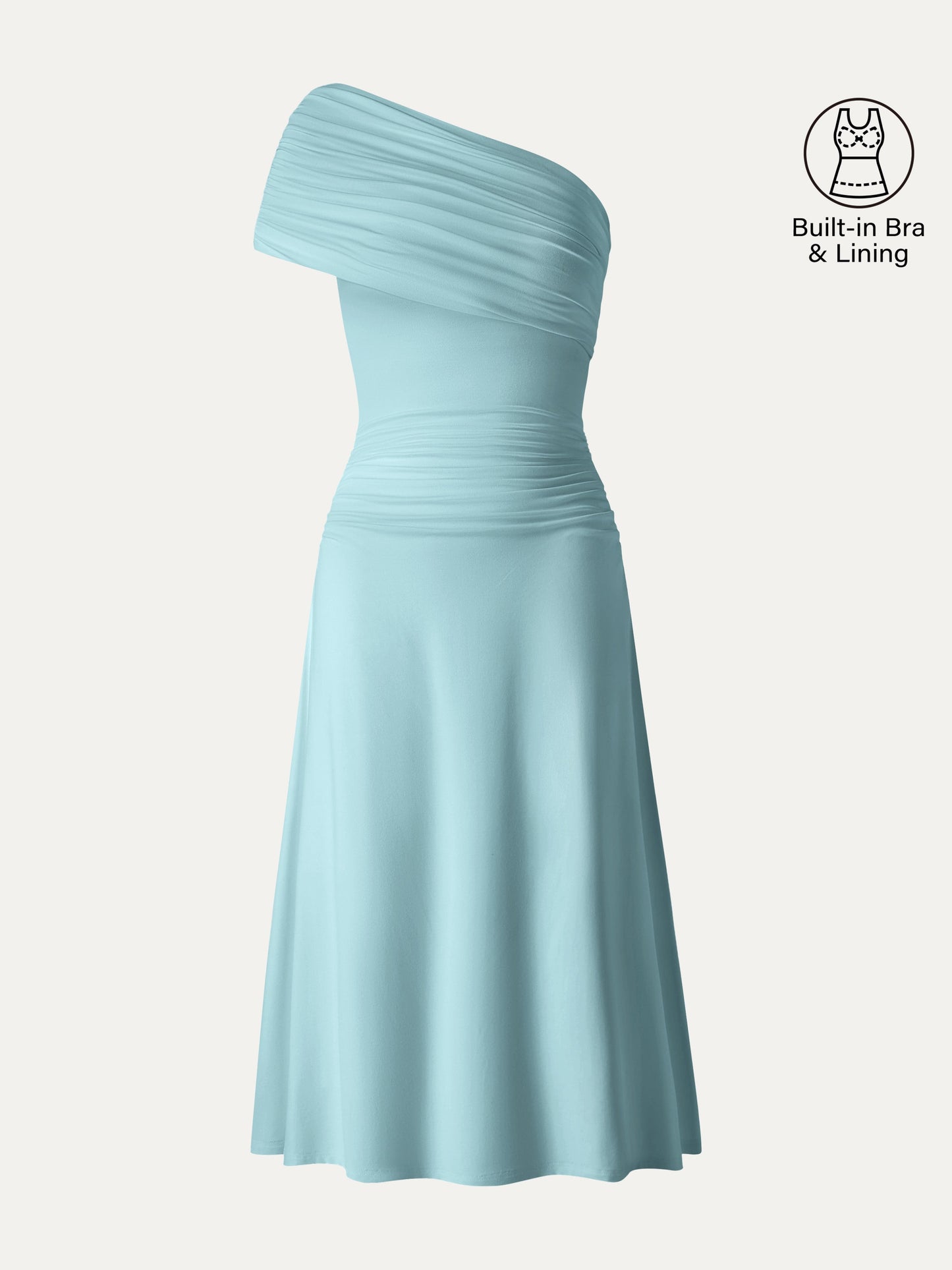 Nicht-Durchsichtiger Ein-Schulter Raffung Midi-Bra-Kleid