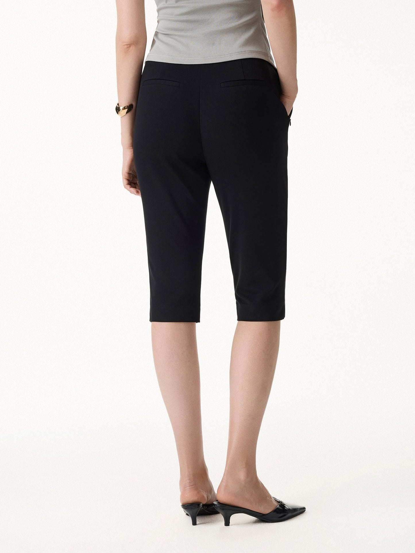 Stretch Ponte Chic Capri-Hose mit Taschen