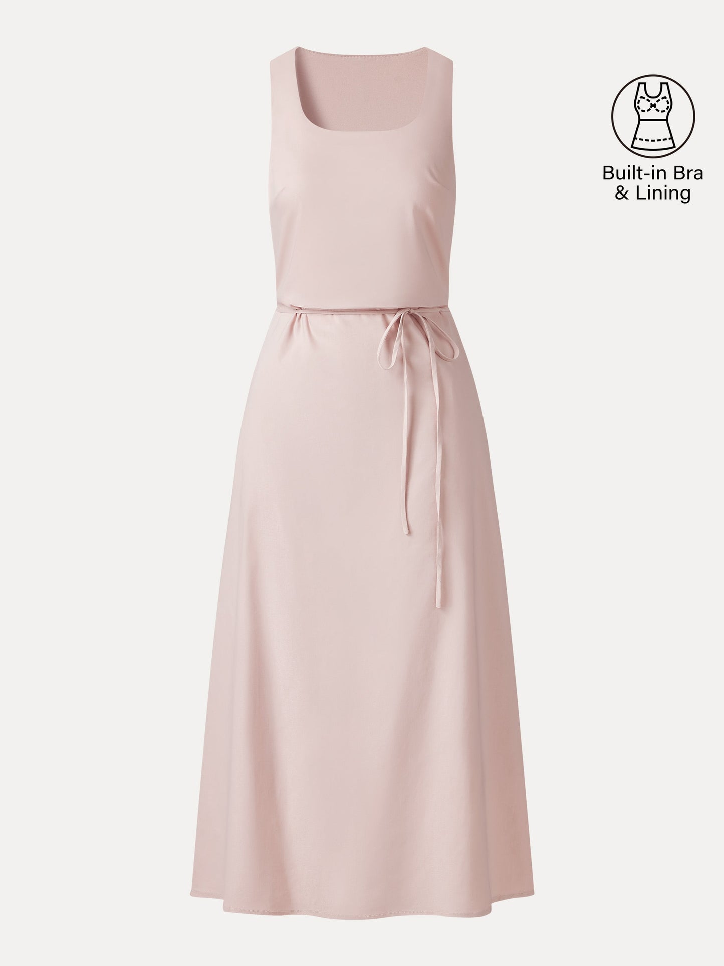 Leinen-Mix U-Ausschnitt Maxi-Kleid mit Taschen