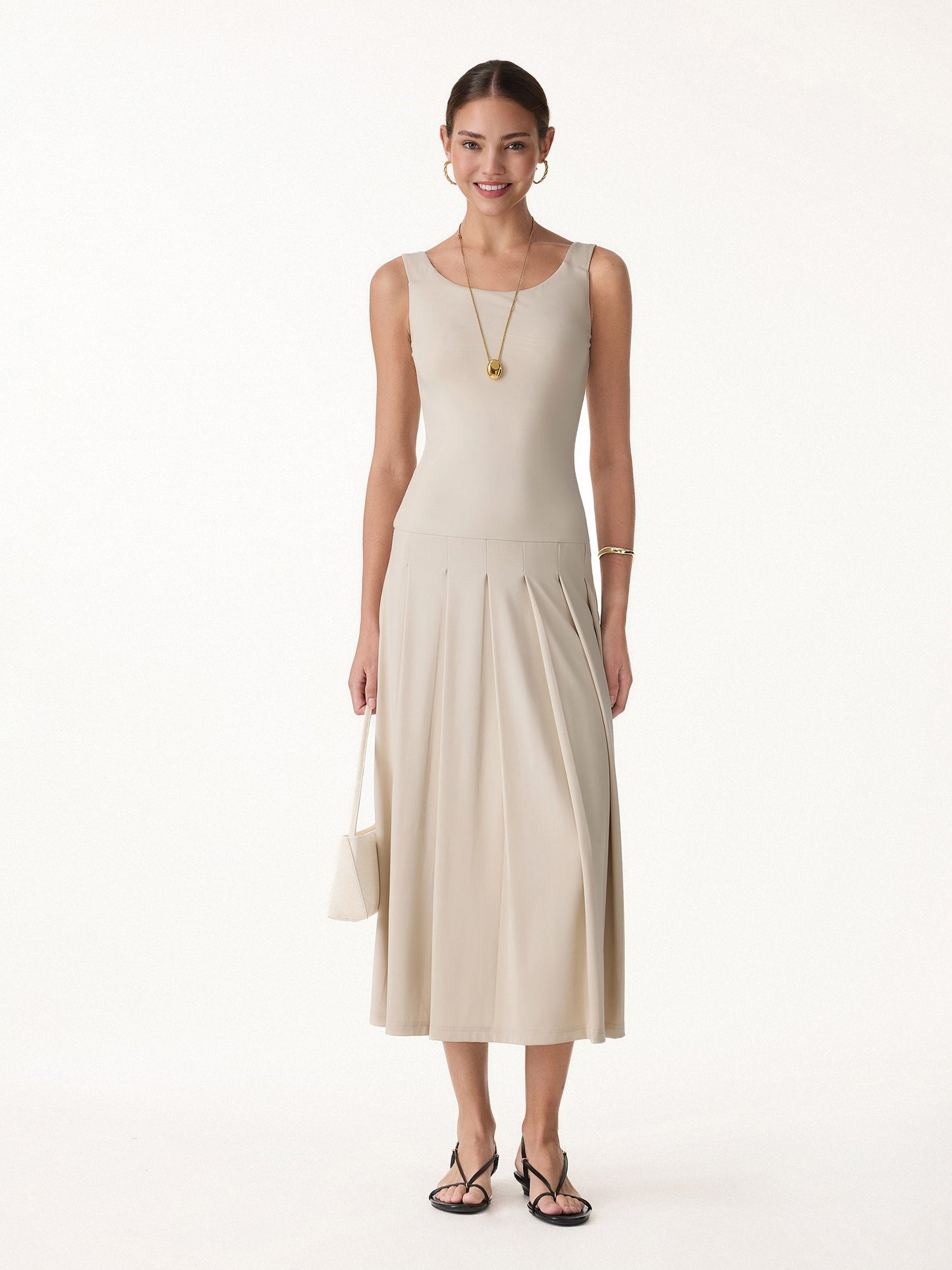 CoolTouch Multi-Wear Falten-Midi-Bra-Kleid